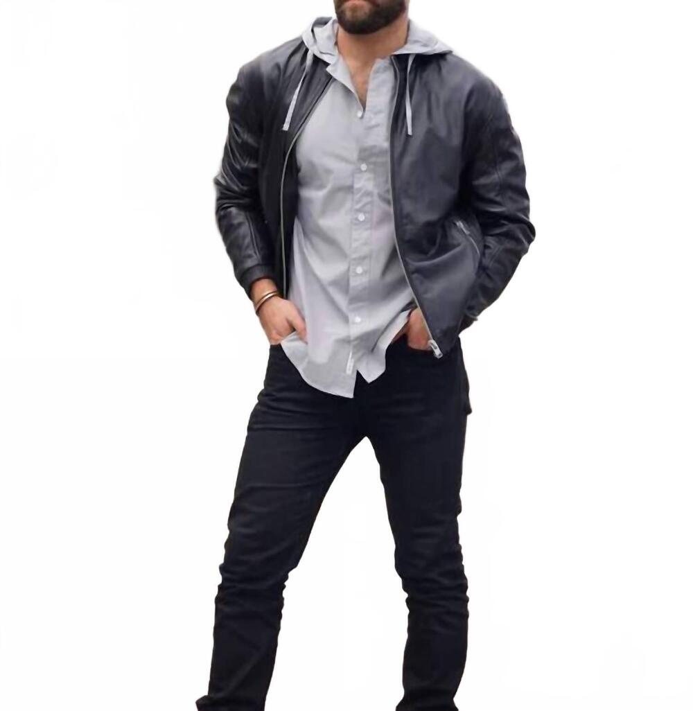 NEW MAURITIUS men's berink leather jacket in black
